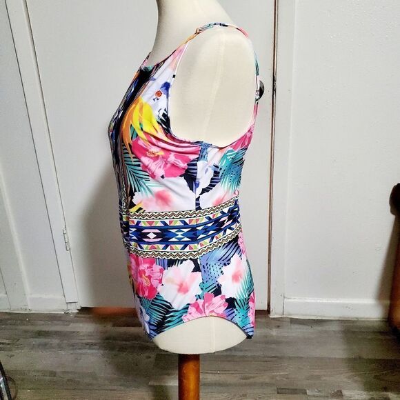 Hawaian Flower NWOT One Piece Swimsuit Size Large - Picture 4 of 9